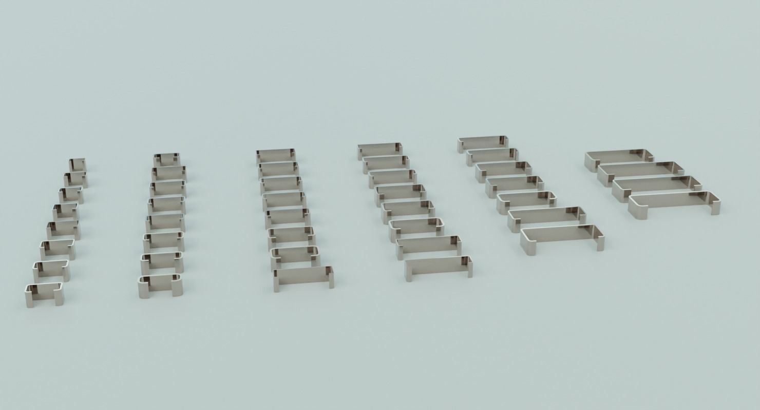 Low poly 43 standard C Profiles with thickness more than 2mm 3D model_3