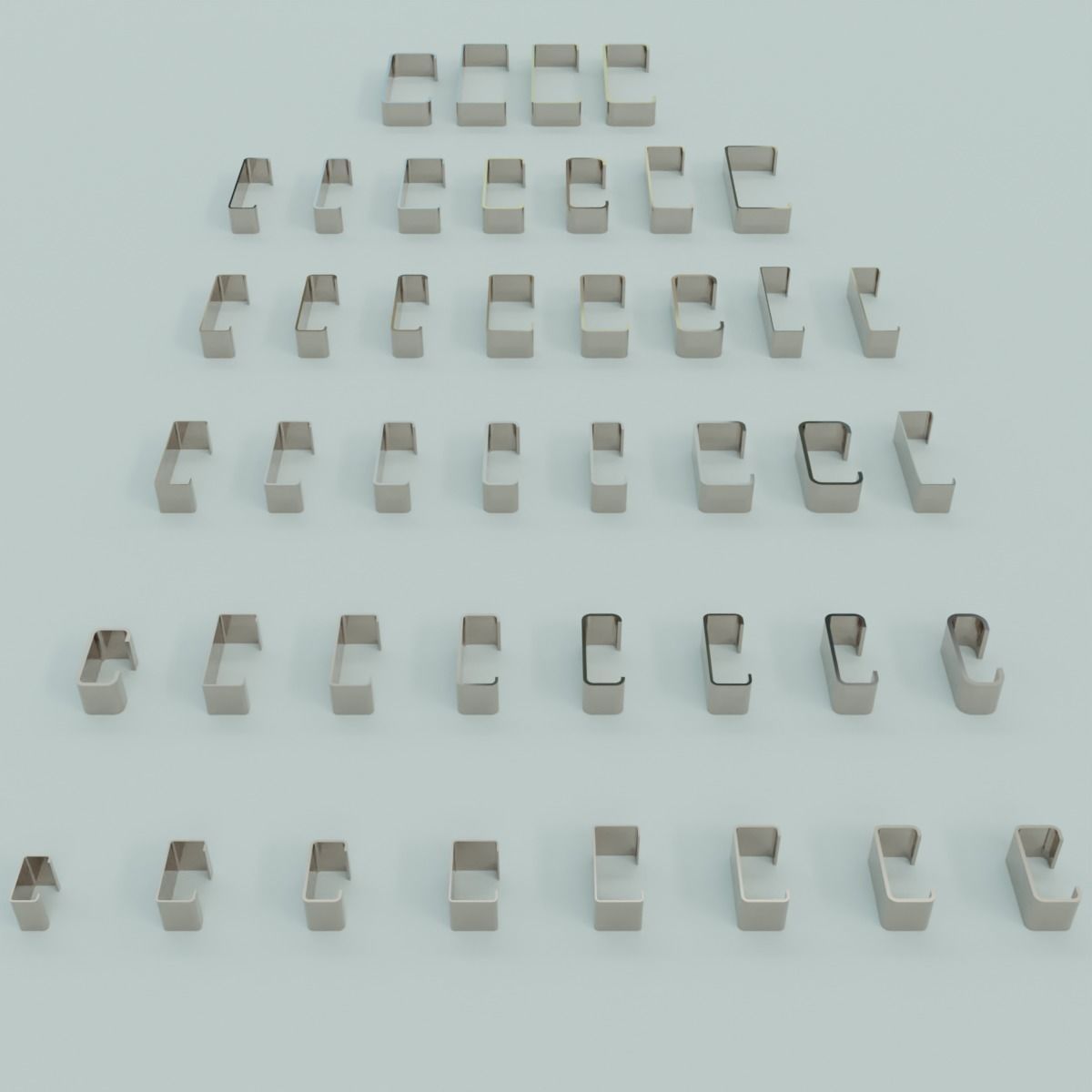 Low poly 43 standard C Profiles with thickness more than 2mm 3D model_2
