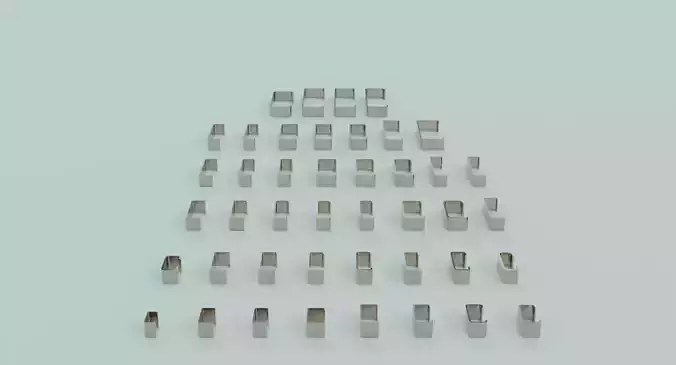 Low poly 43 standard C Profiles with thickness more than 2mm