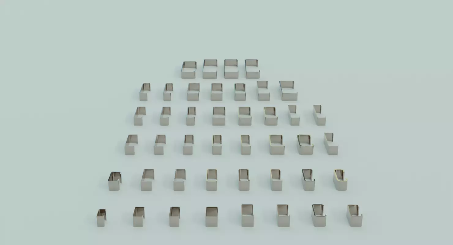 Low poly 43 standard C Profiles with thickness more than 2mm 3D model_0