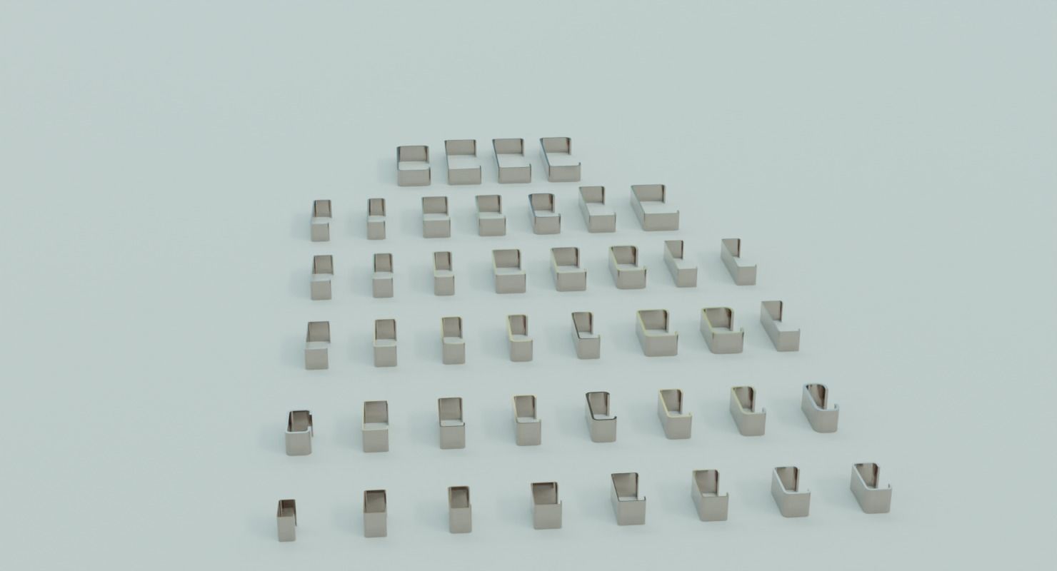 Low poly 43 standard C Profiles with thickness more than 2mm 3D model_12