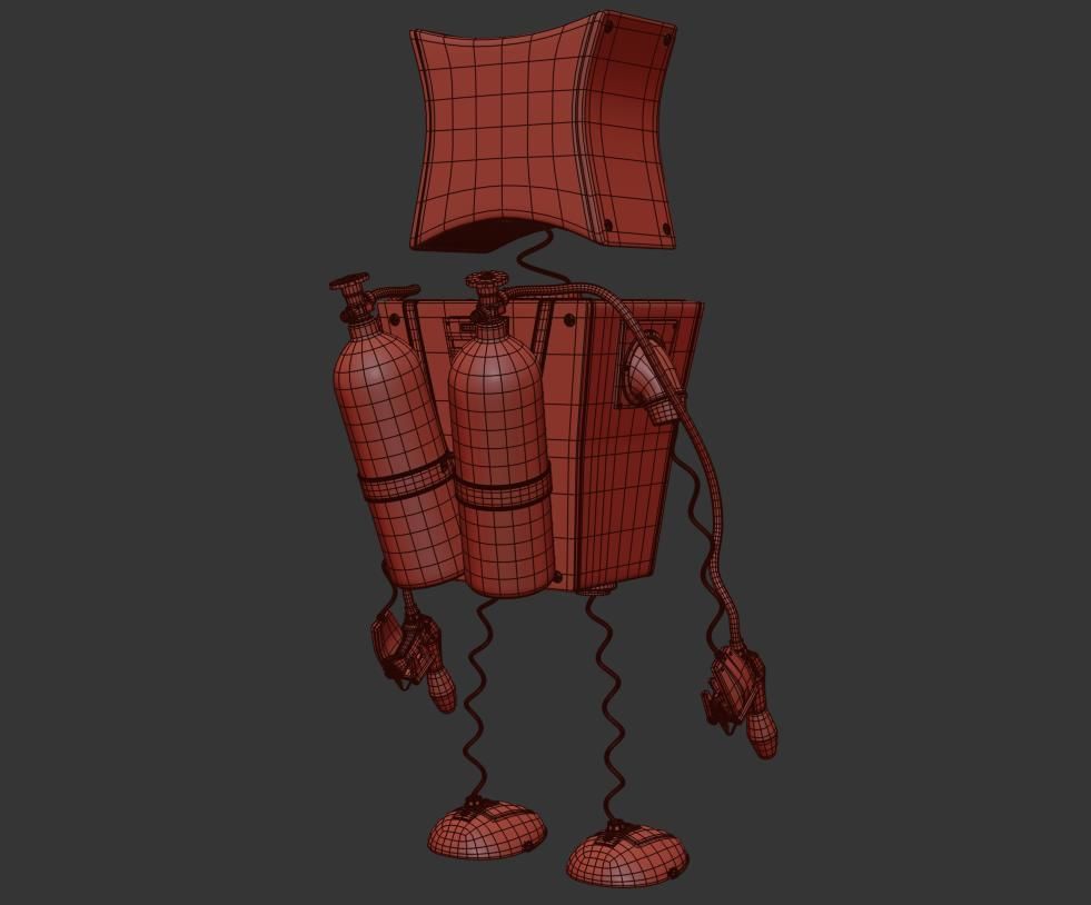 Character Flamethrower  PBR 3D model_11