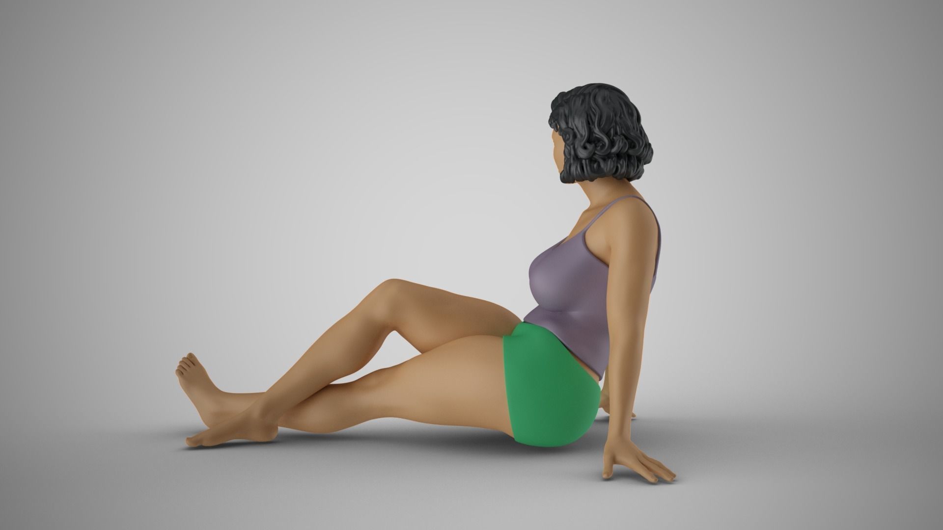 Woman Sitting Leaning Back on Hands 3D print model_8