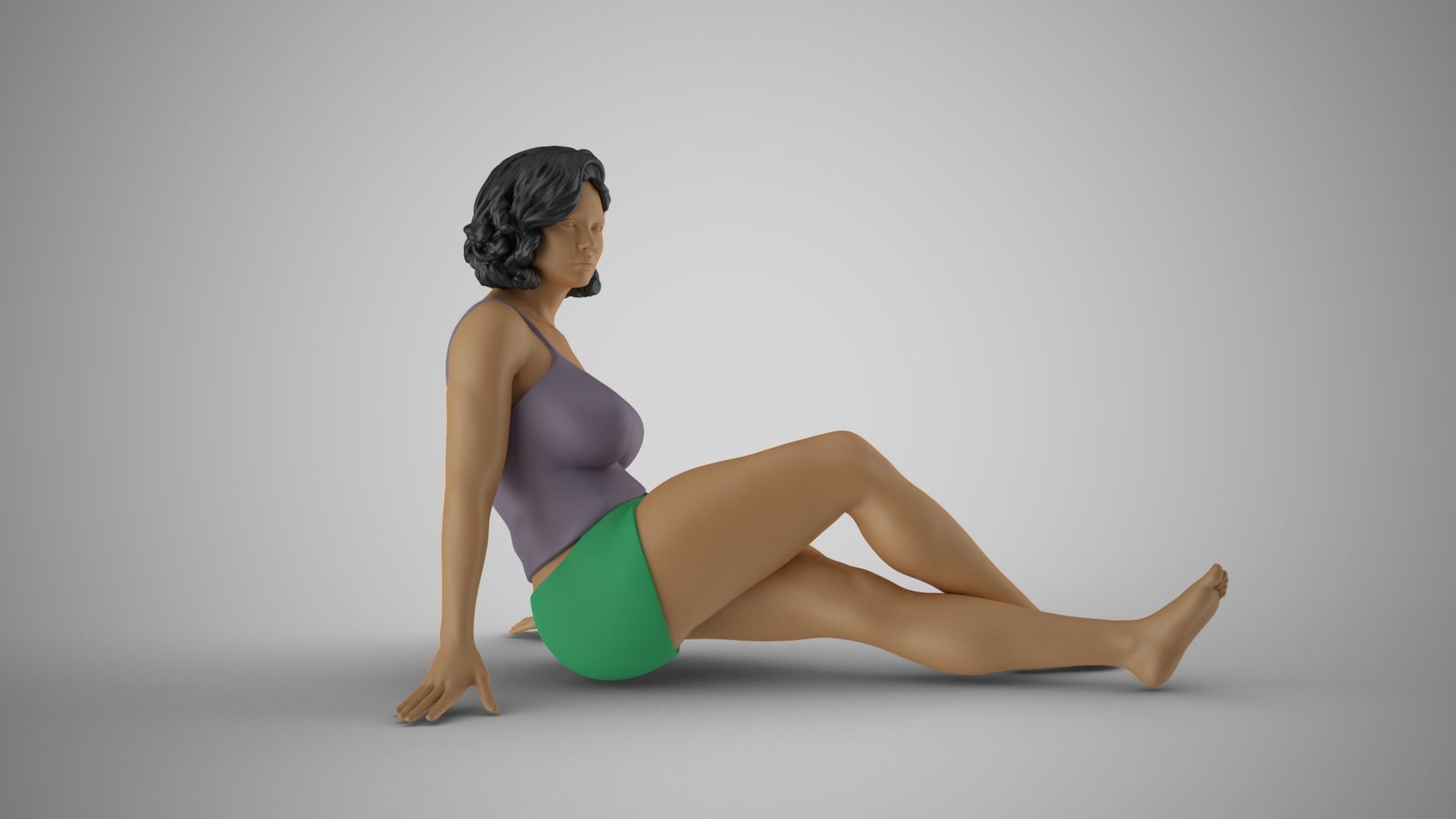 Woman Sitting Leaning Back on Hands 3D print model_4