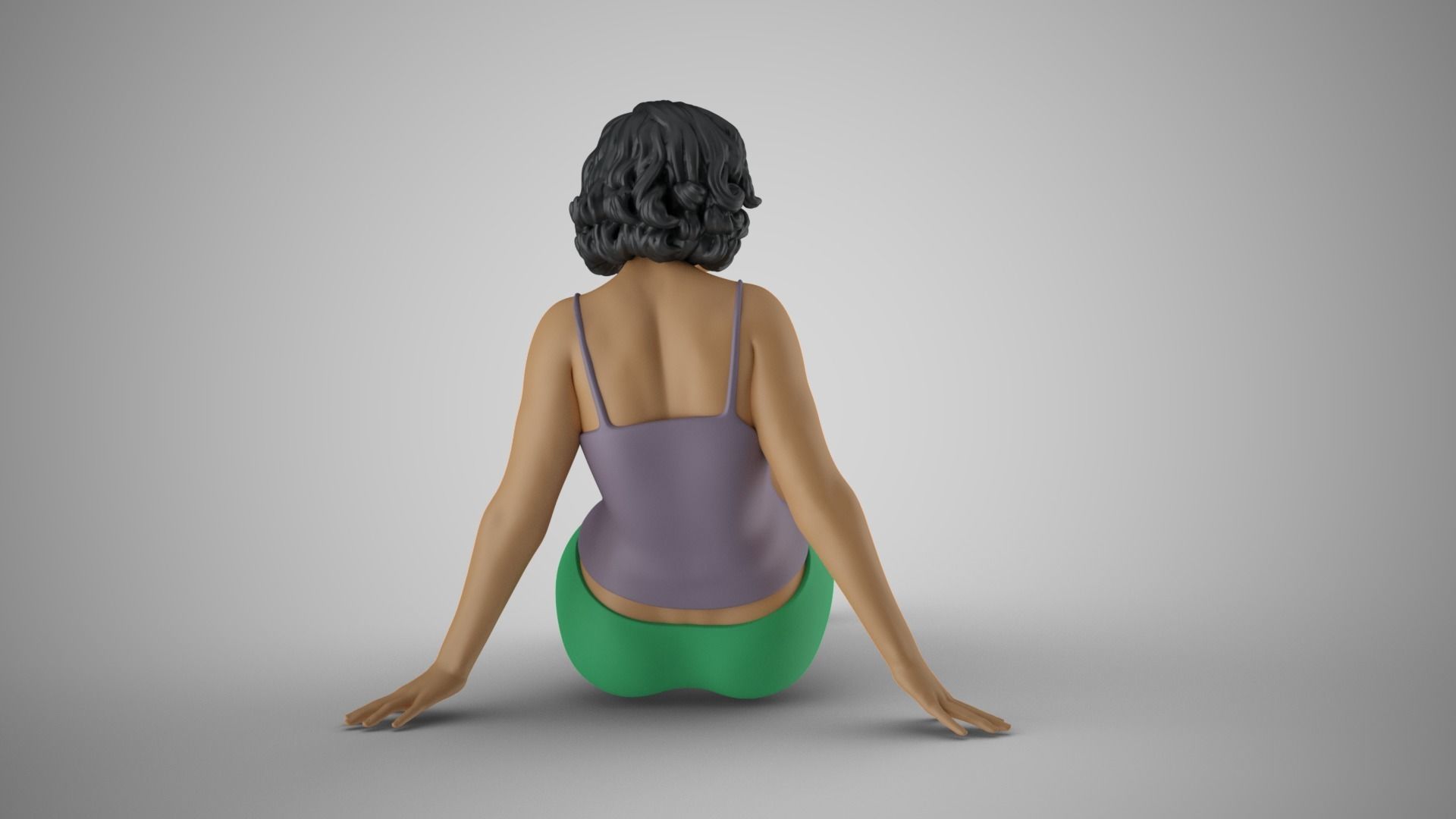 Woman Sitting Leaning Back on Hands 3D print model_6