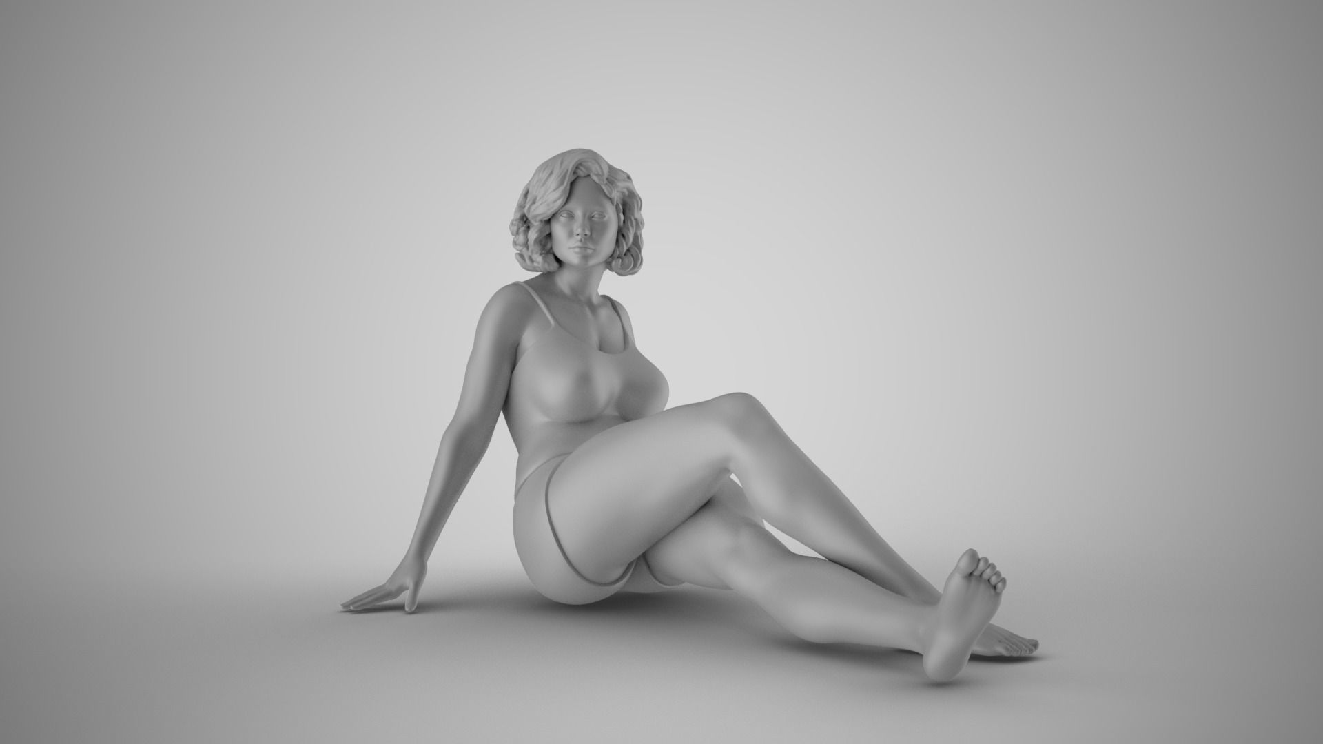Woman Sitting Leaning Back on Hands 3D print model_2