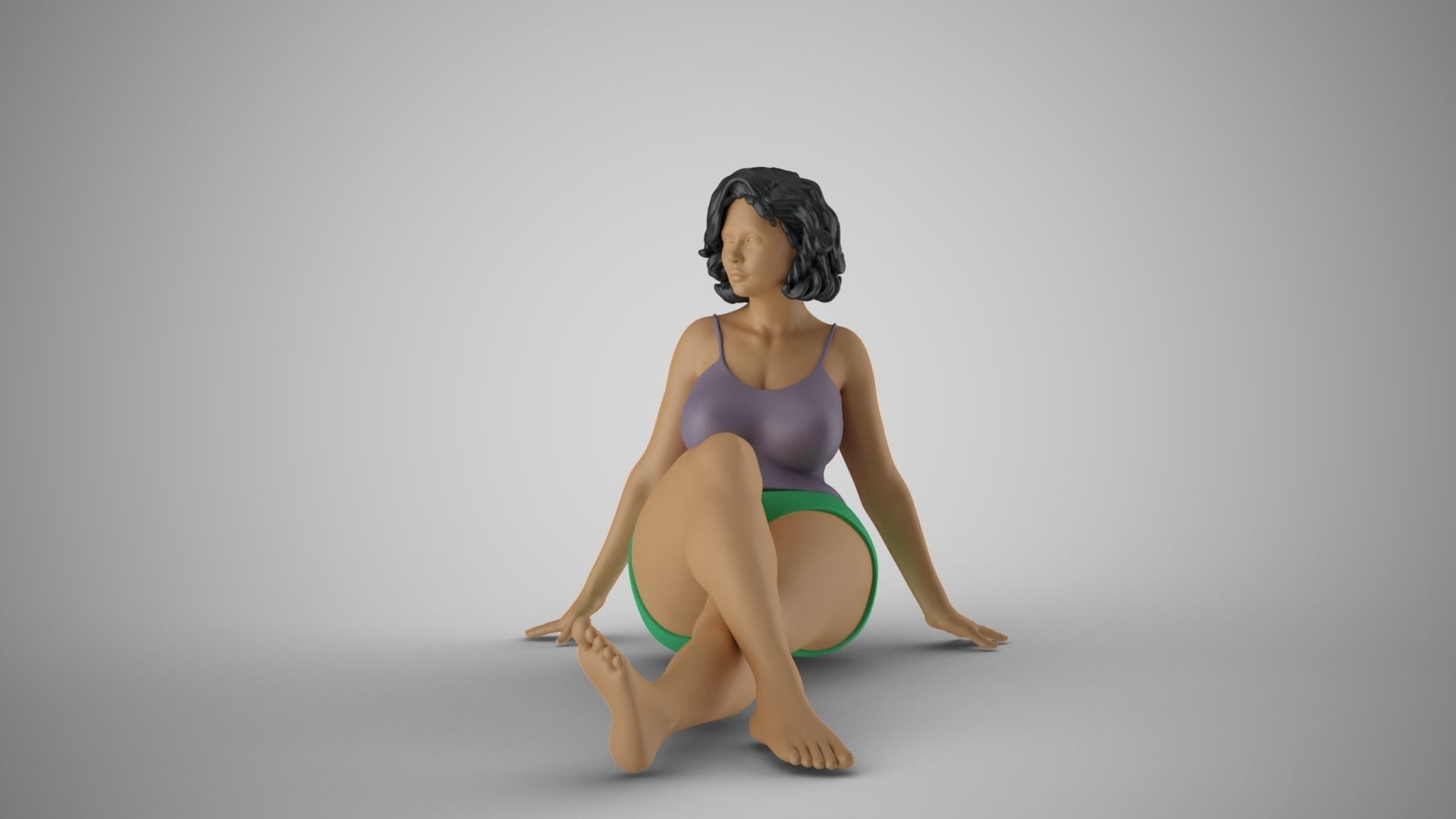 Woman Sitting Leaning Back on Hands 3D print model_10