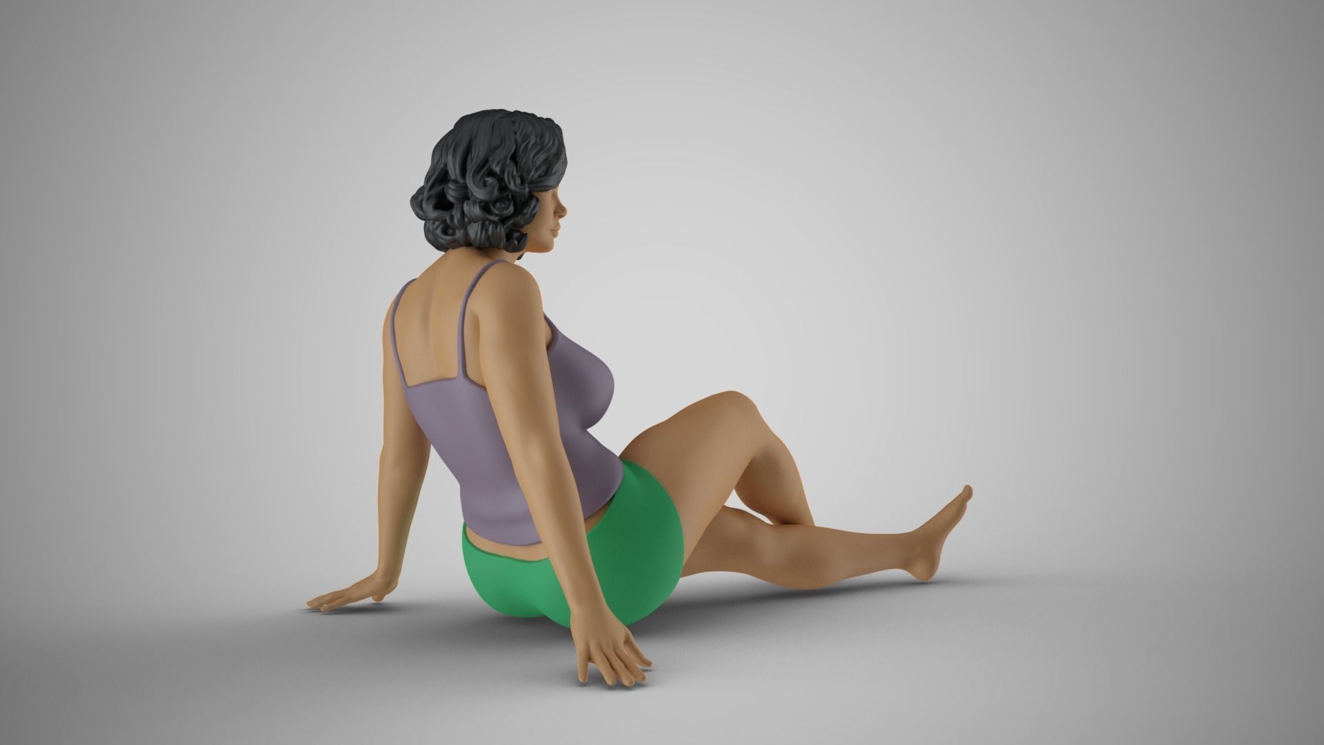 Woman Sitting Leaning Back on Hands 3D print model_5