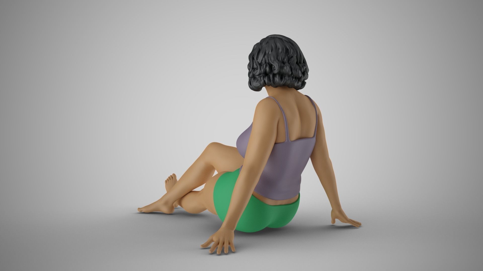 Woman Sitting Leaning Back on Hands 3D print model_7