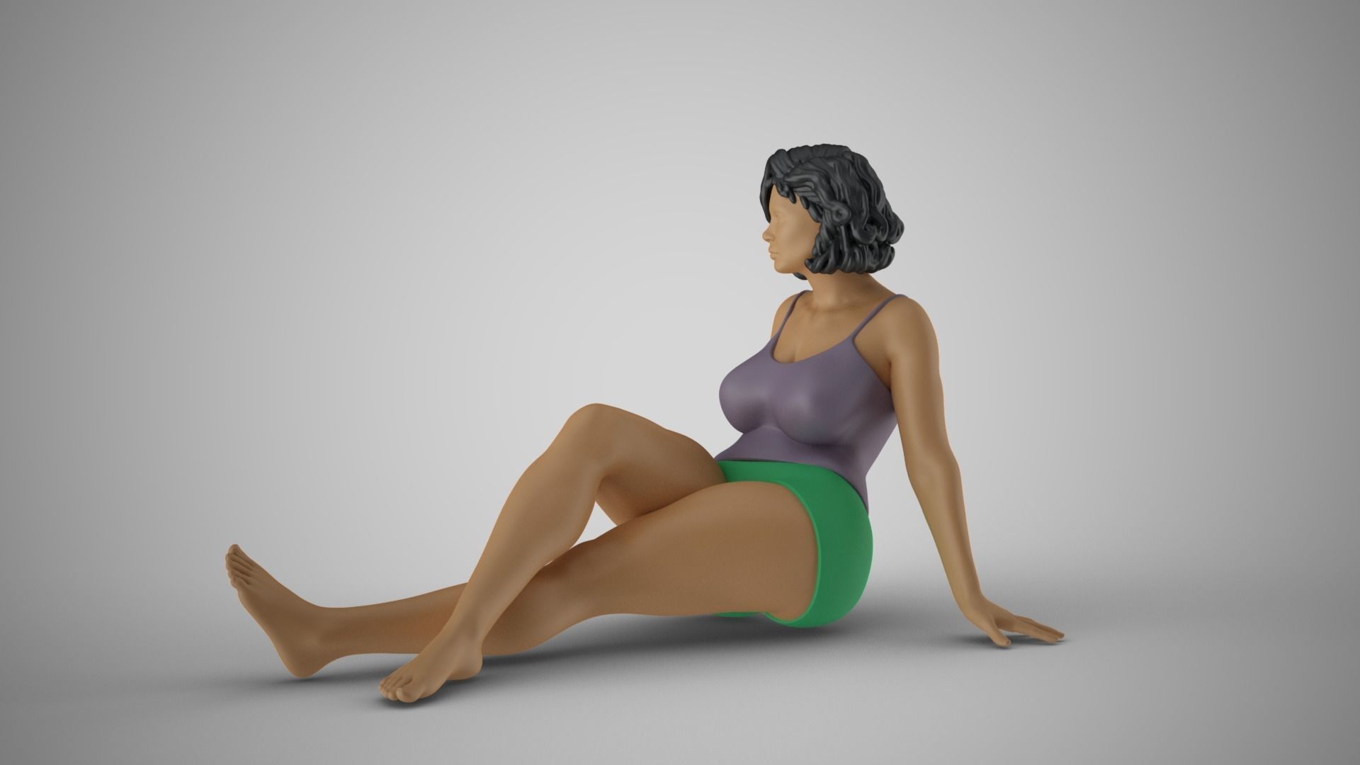 Woman Sitting Leaning Back on Hands 3D print model_9