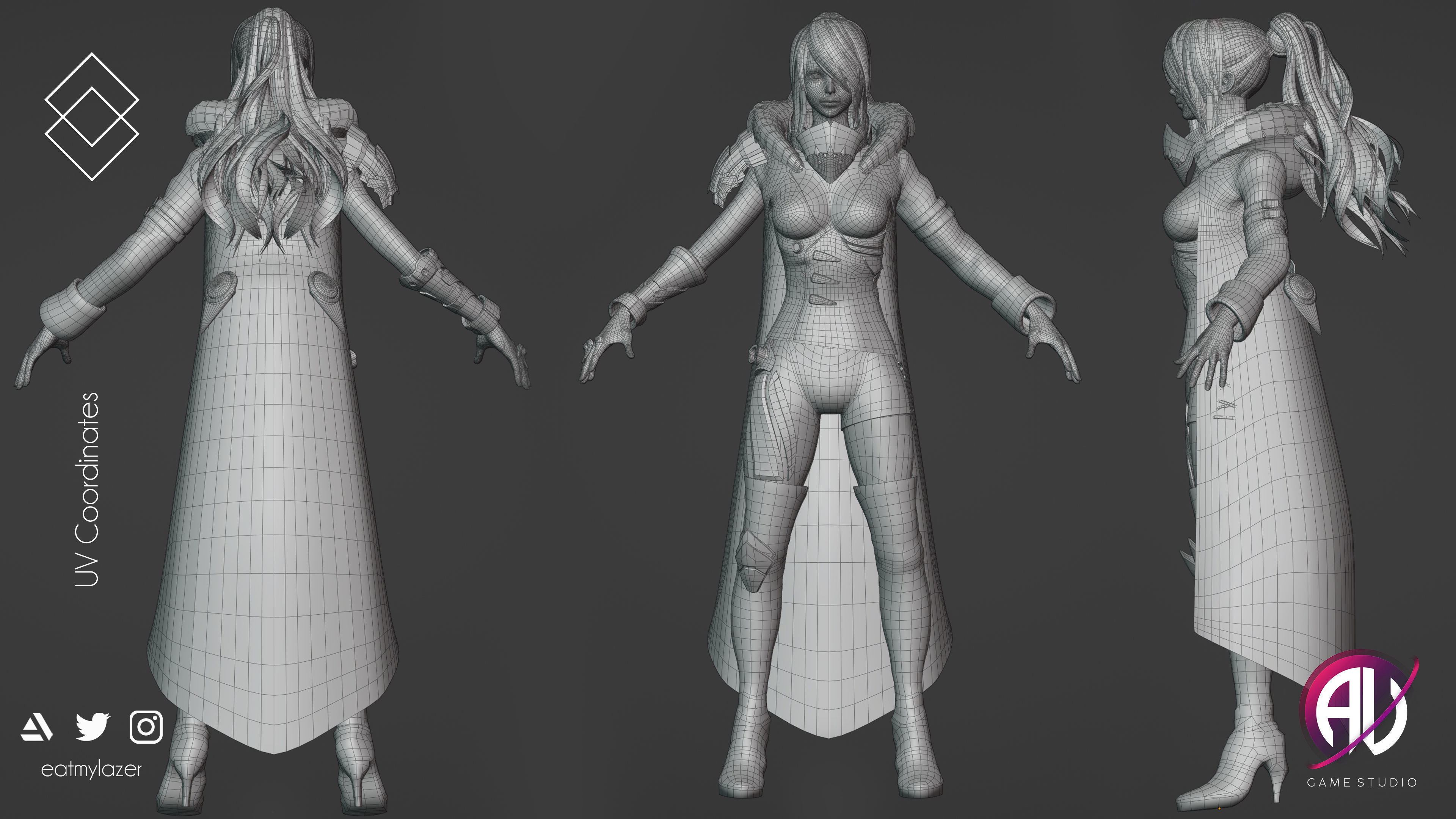 Evelynn V2 - Scifi Cyberpunk Character Low-poly 3D model_5