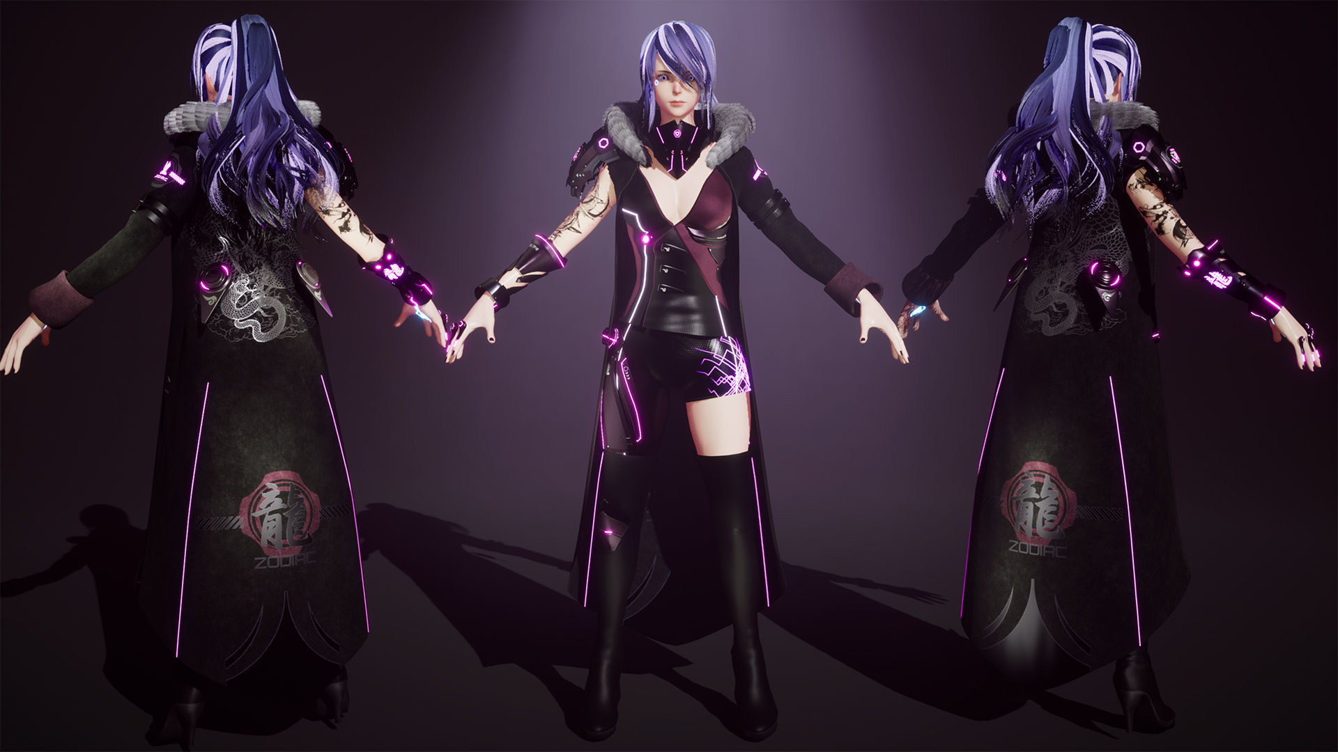 Evelynn V2 - Scifi Cyberpunk Character Low-poly 3D model_3