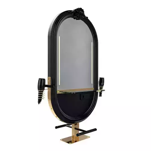 hairdresser table mirror black gold