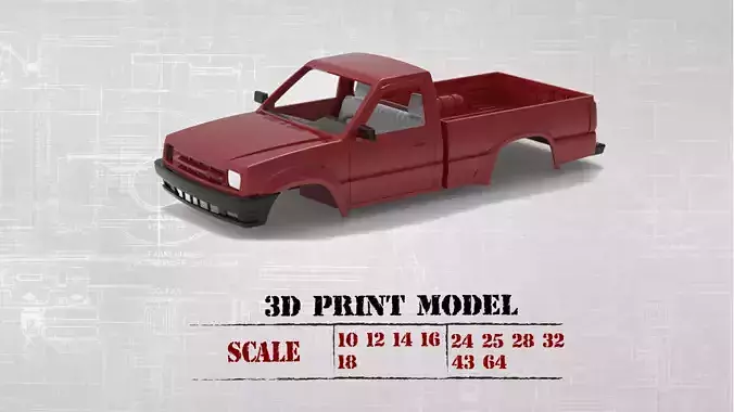 Mazda B series B2600 B2200 Regular Cab 3d print rc car parts 3D print model