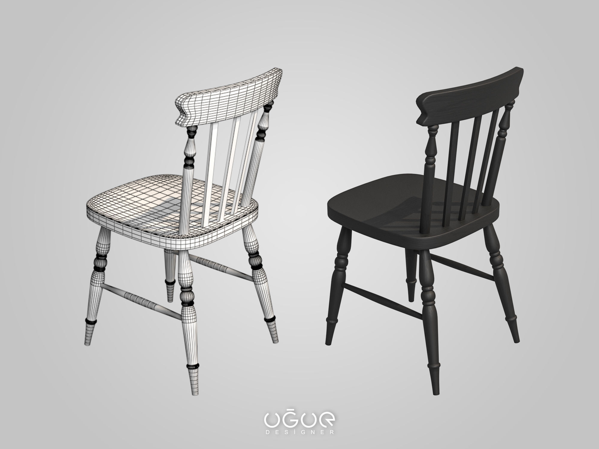 Table Set dining and chairs 3D model_4