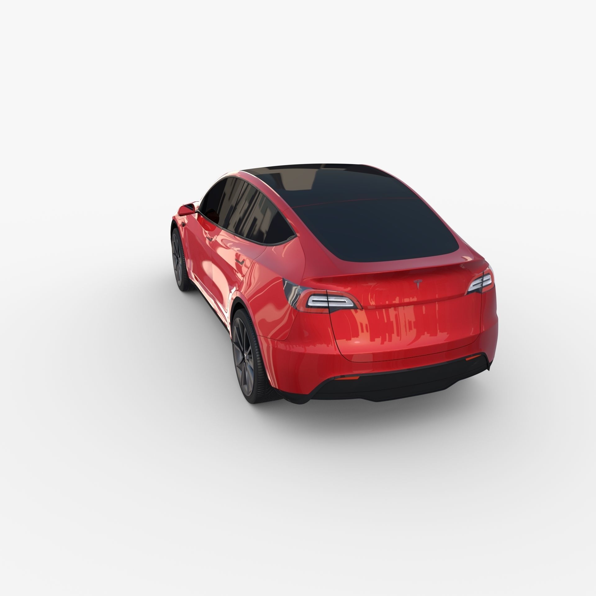 Tesla Model Y RWD Red with chassis 3D model_8