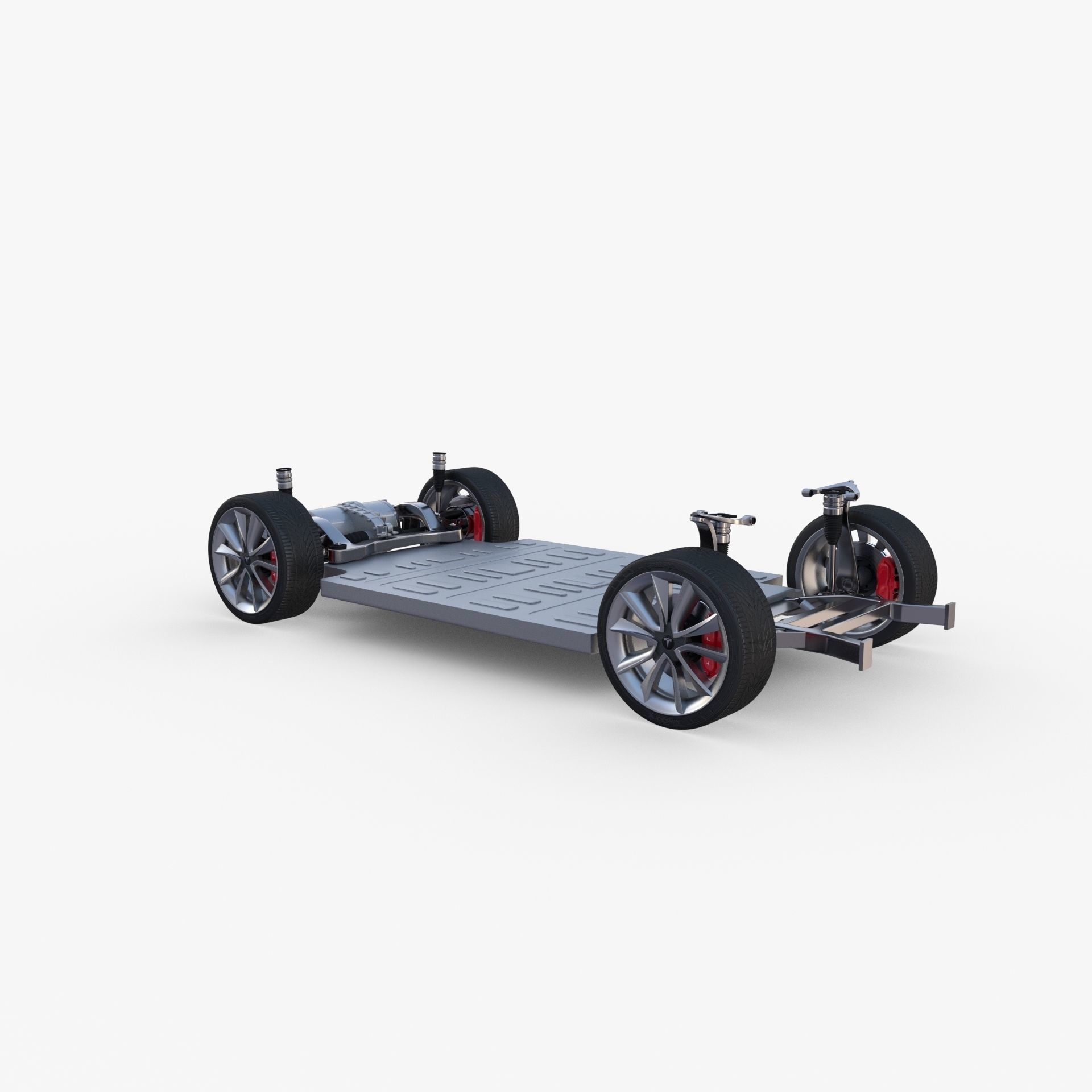 Tesla Model Y RWD Red with chassis 3D model_22
