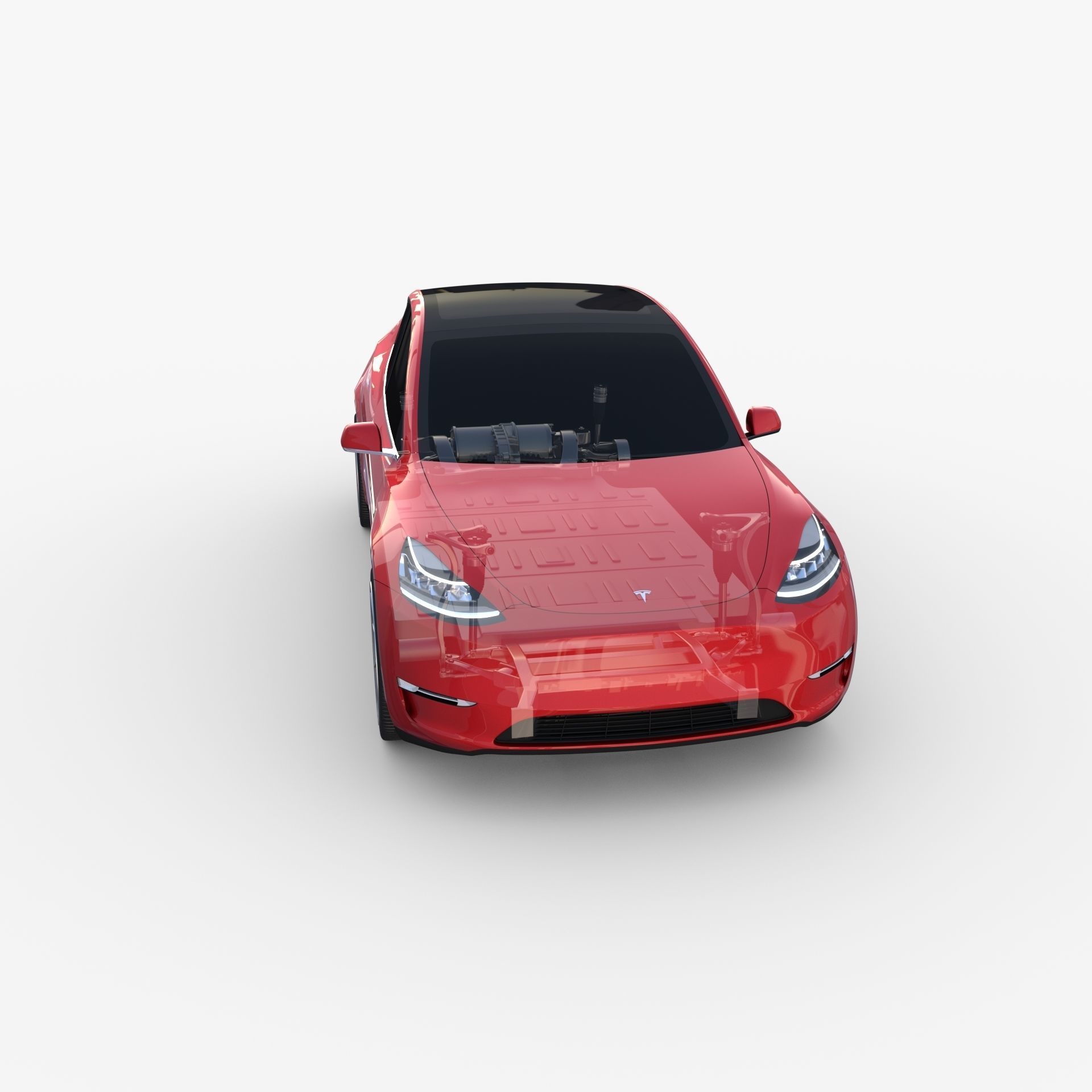 Tesla Model Y RWD Red with chassis 3D model_32