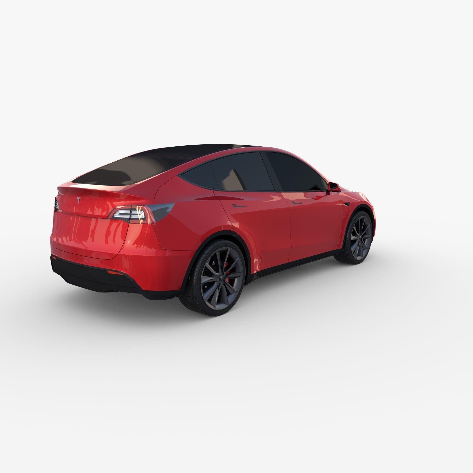Tesla Model Y RWD Red with chassis 3D model_4