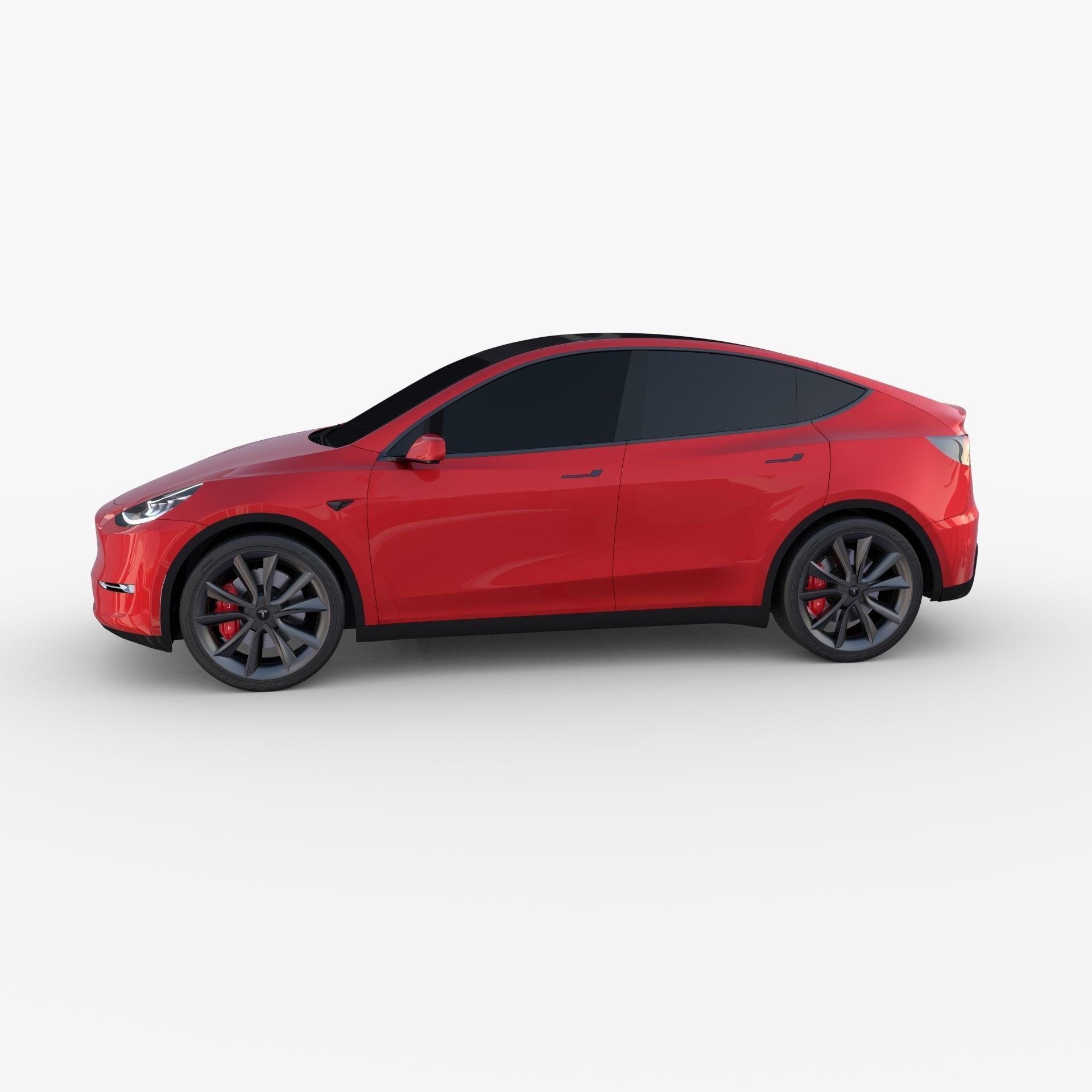 Tesla Model Y RWD Red with chassis 3D model_2
