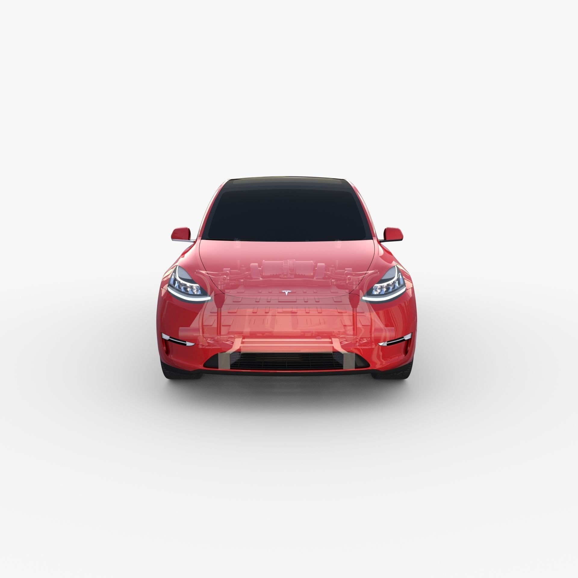 Tesla Model Y RWD Red with chassis 3D model_23