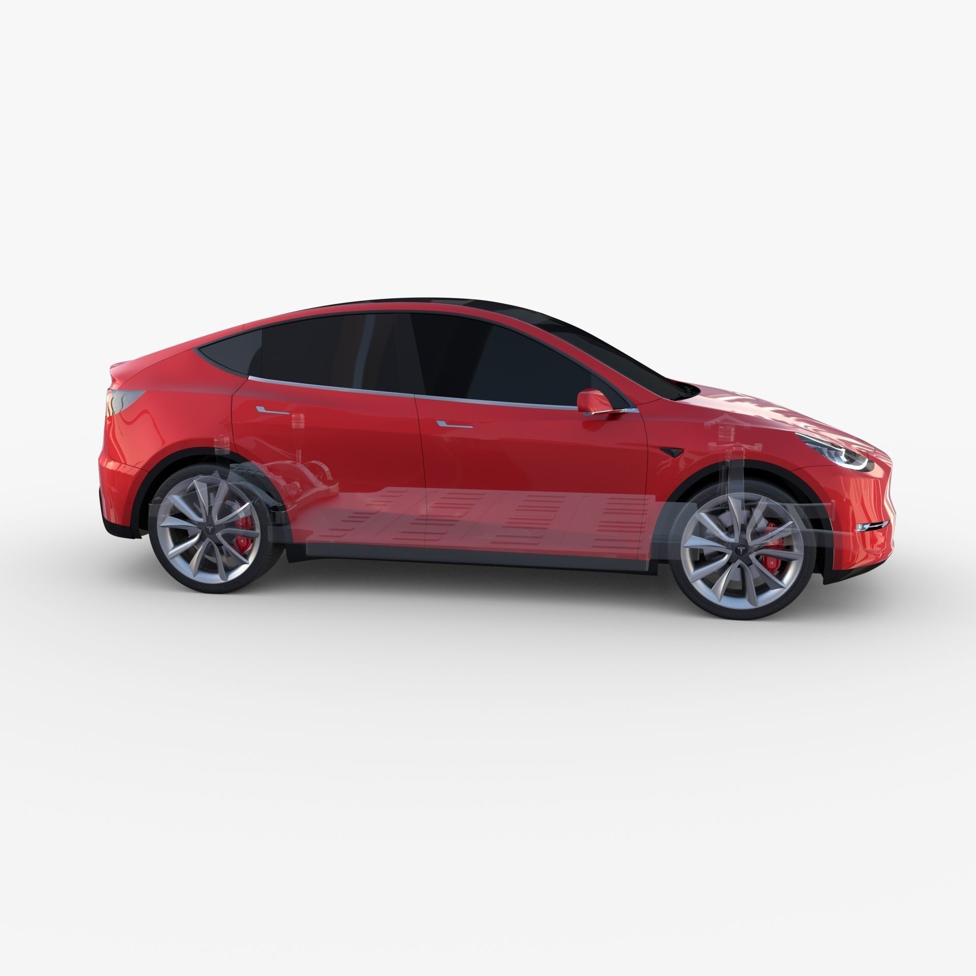 Tesla Model Y RWD Red with chassis 3D model_27