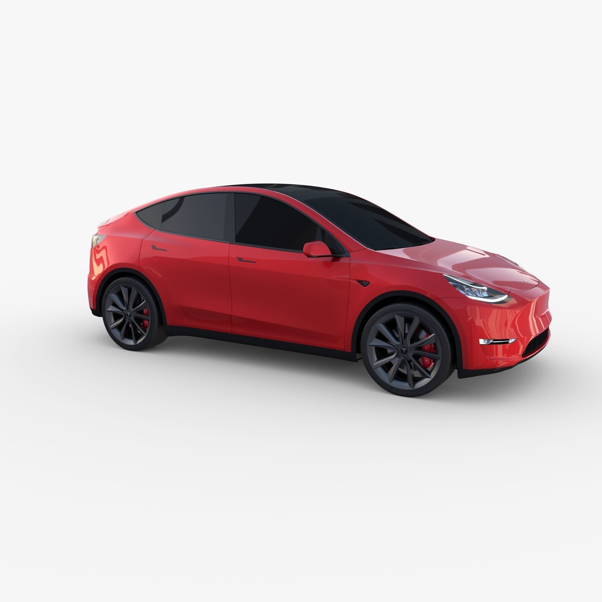 Tesla Model Y RWD Red with chassis 3D model_5