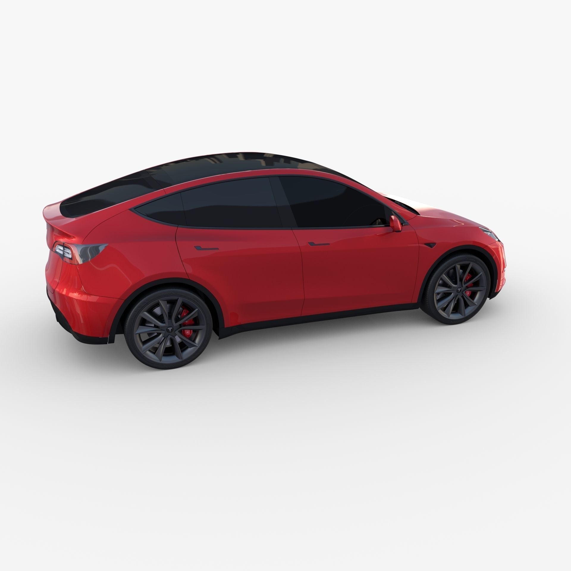 Tesla Model Y RWD Red with chassis 3D model_9