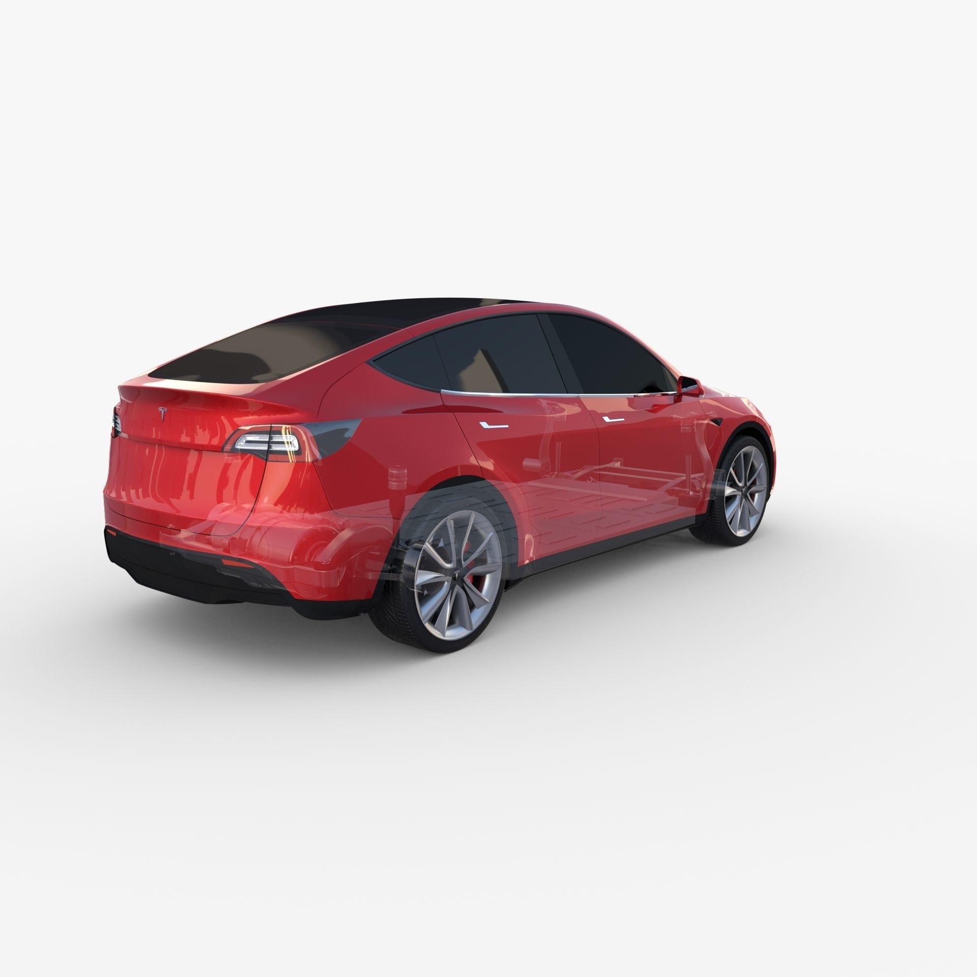 Tesla Model Y RWD Red with chassis 3D model_26