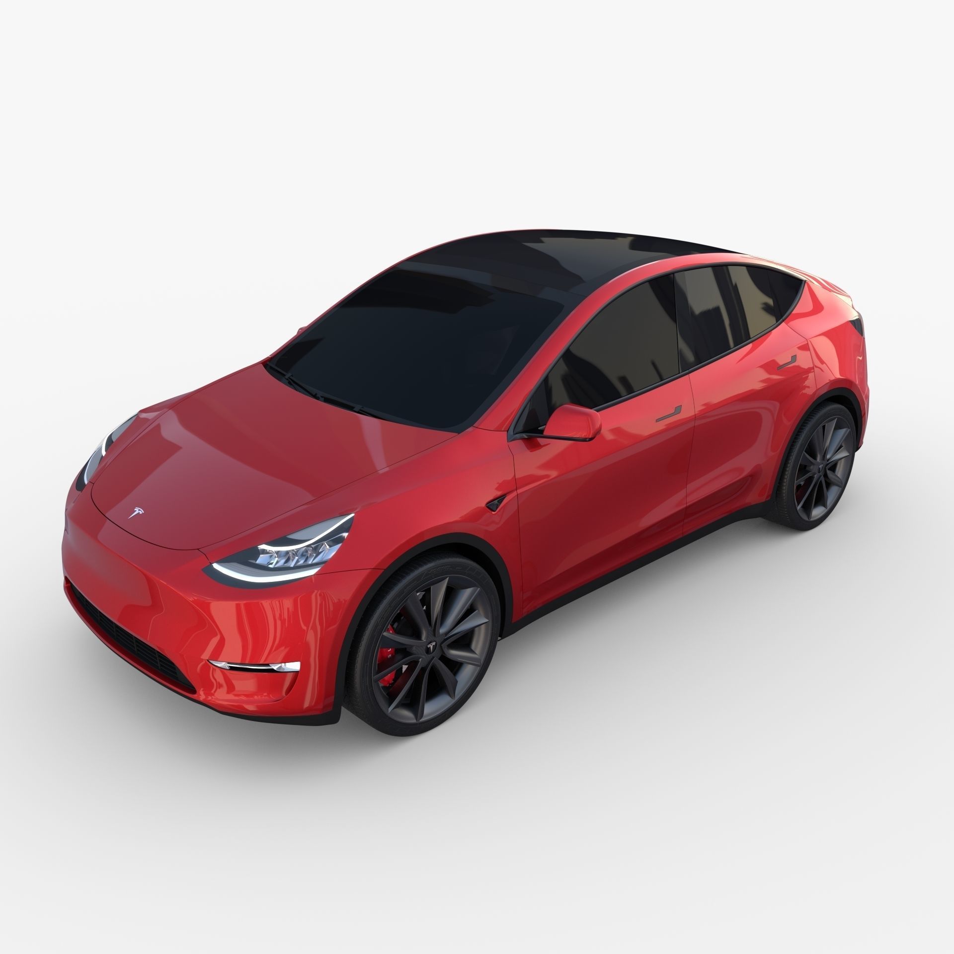 Tesla Model Y RWD Red with chassis 3D model_11