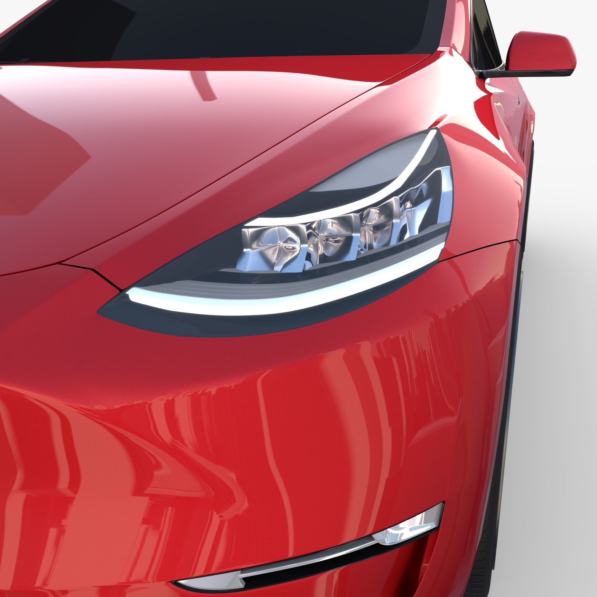 Tesla Model Y RWD Red with chassis 3D model_16