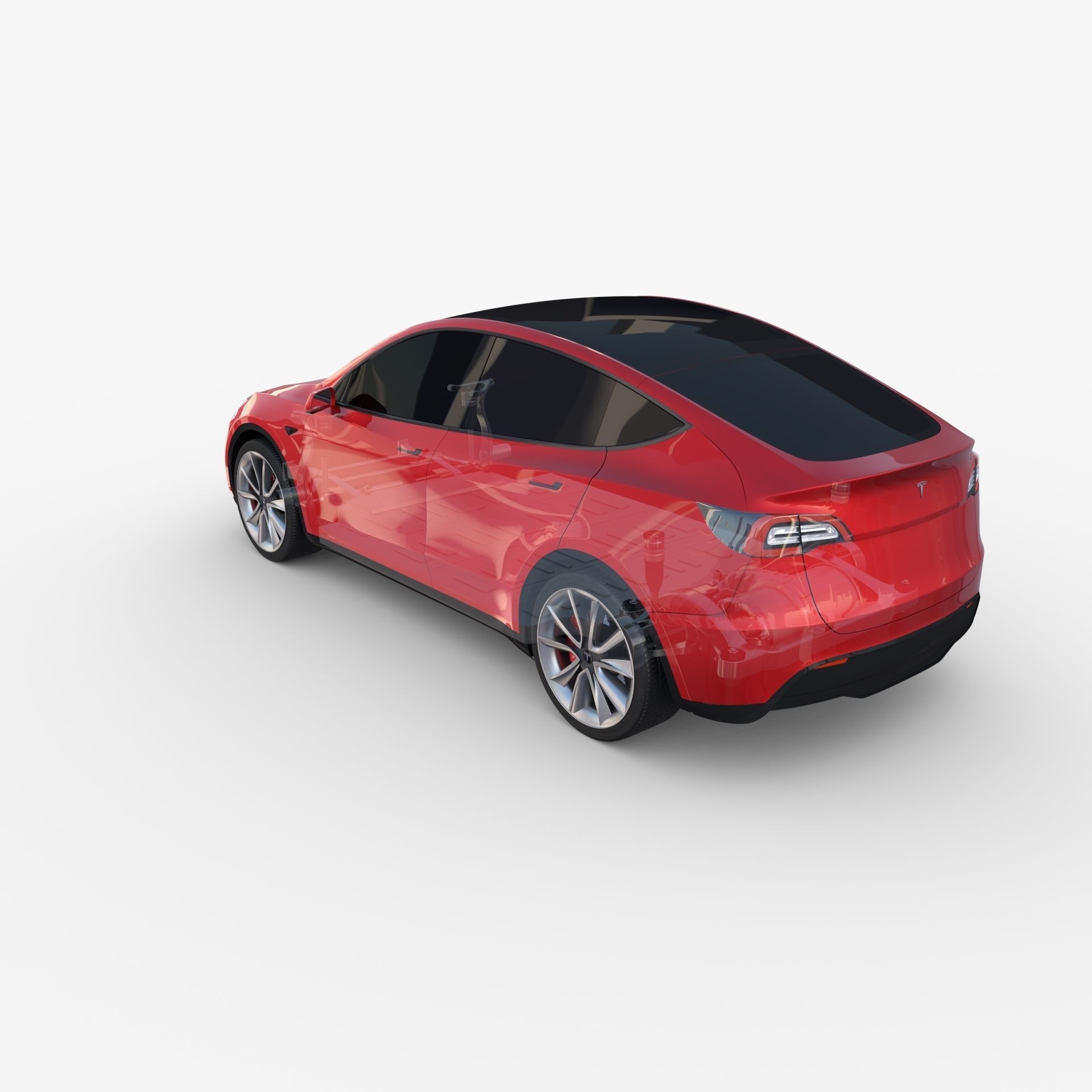 Tesla Model Y RWD Red with chassis 3D model_29