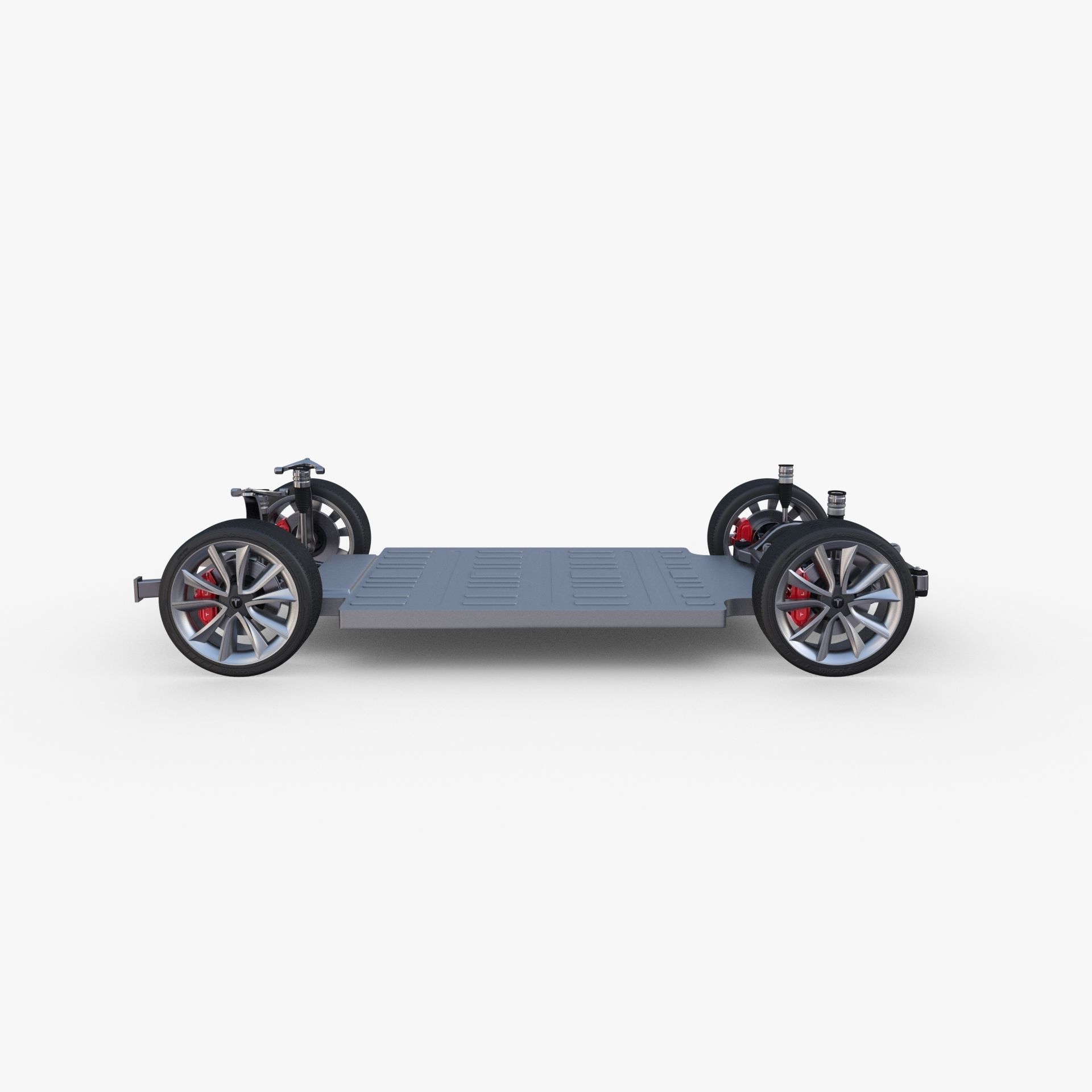 Tesla Model Y RWD Red with chassis 3D model_19