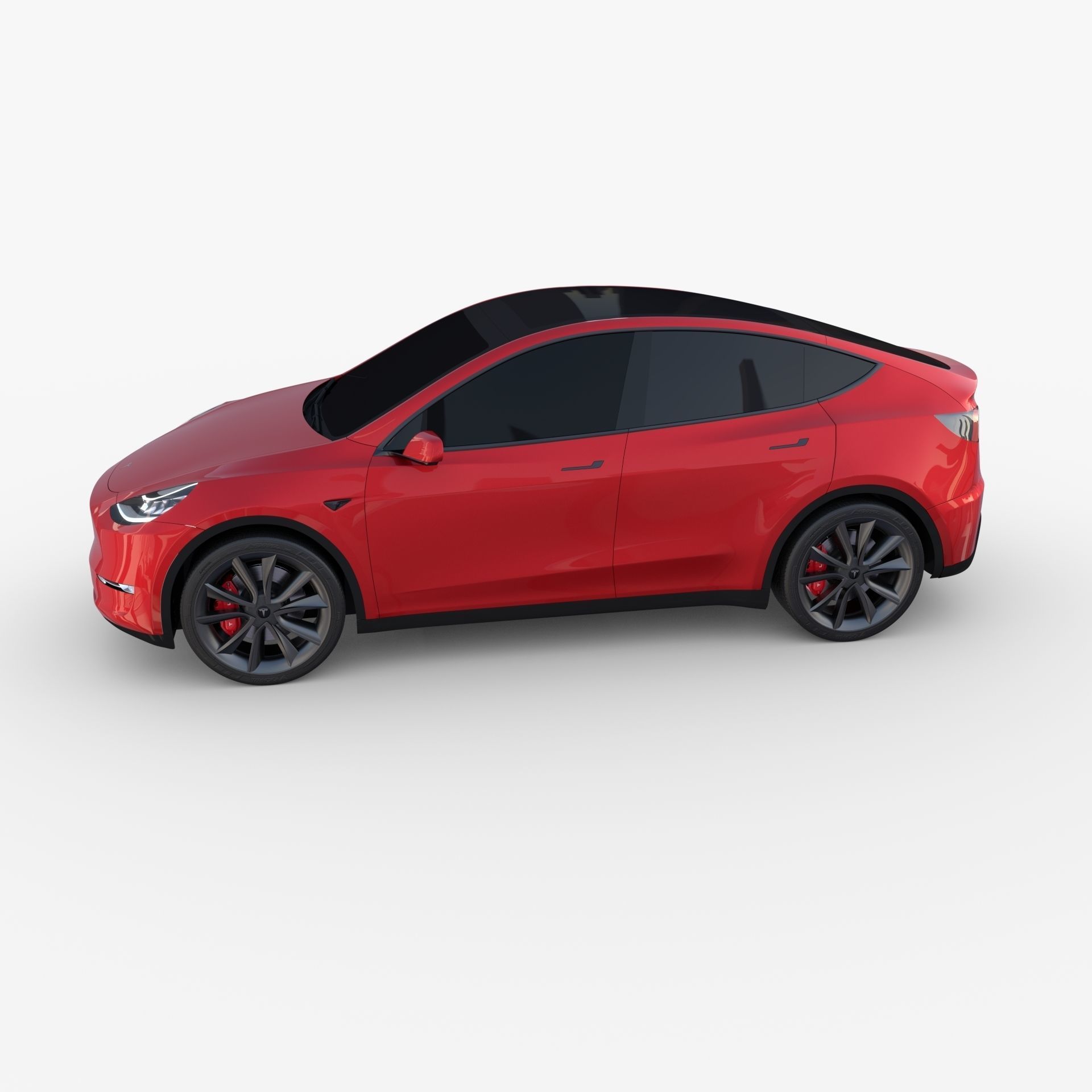 Tesla Model Y RWD Red with chassis 3D model_7