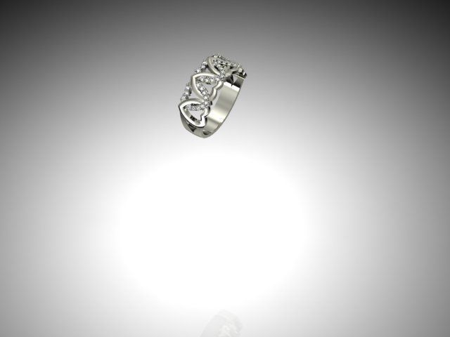 Ring gold with diamonds 3D print model_3