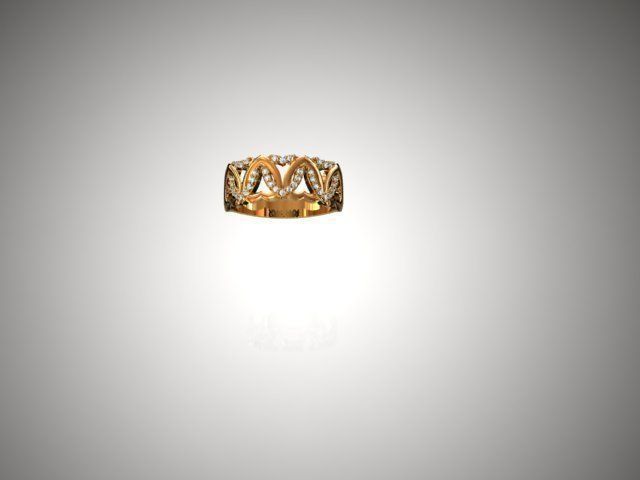 Ring gold with diamonds 3D print model_2