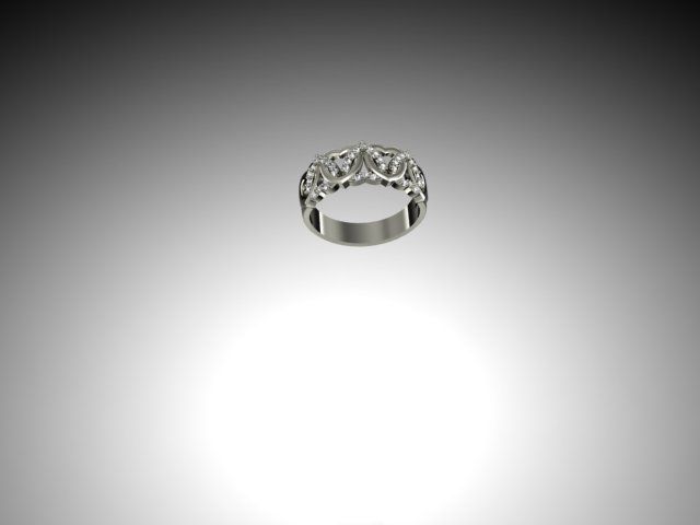 Ring gold with diamonds 3D print model_4