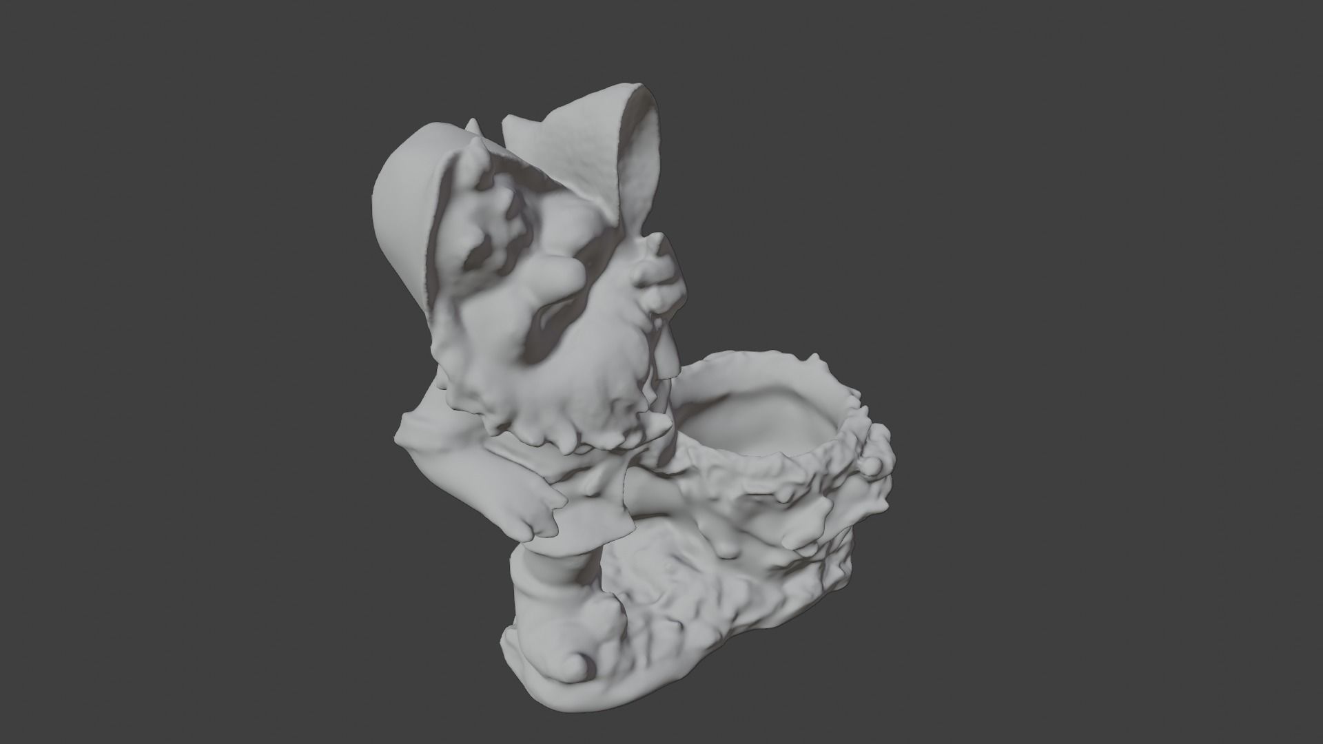 Gnome with flowerpot 3D print model_3
