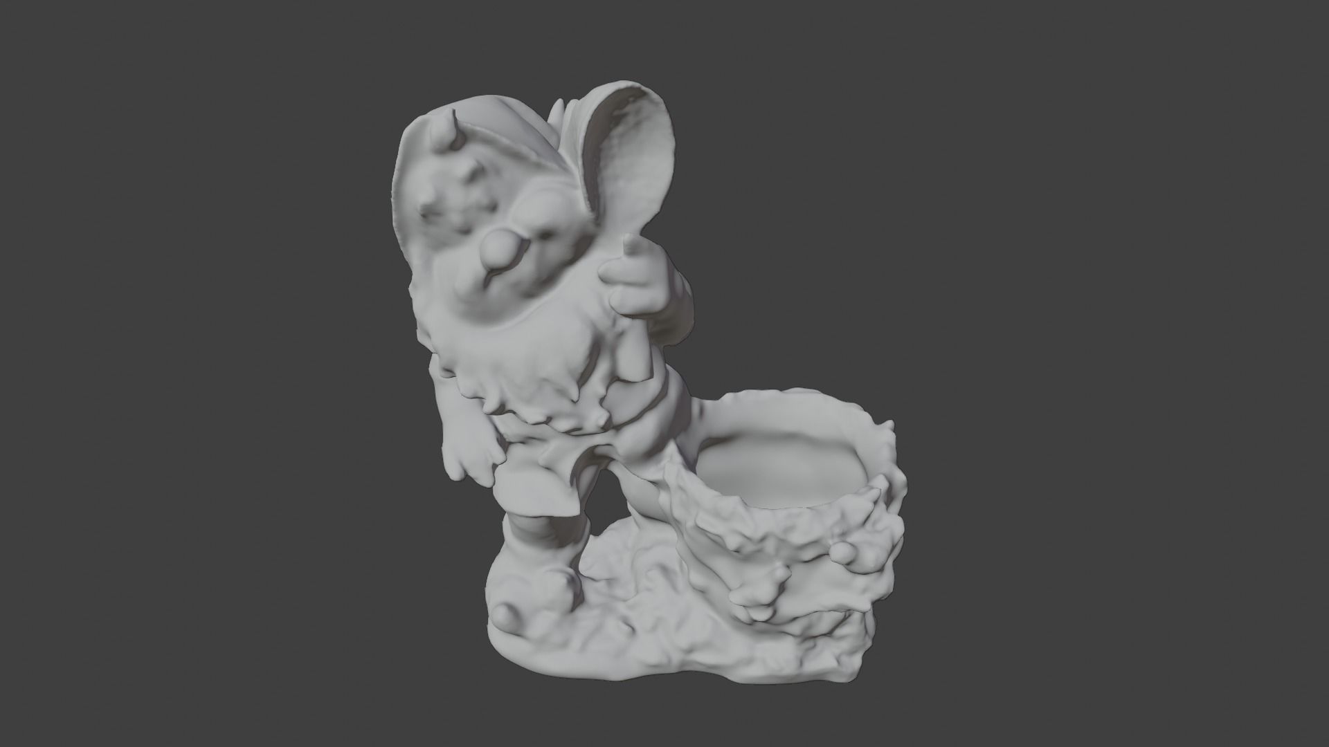 Gnome with flowerpot 3D print model_2