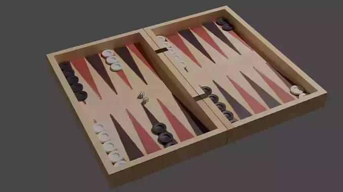 Backgammon and Dama Game Low-poly 3D model