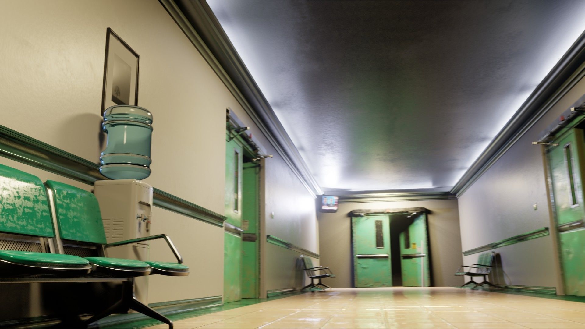 hospital scene with pbr game ready assets 3D model_4