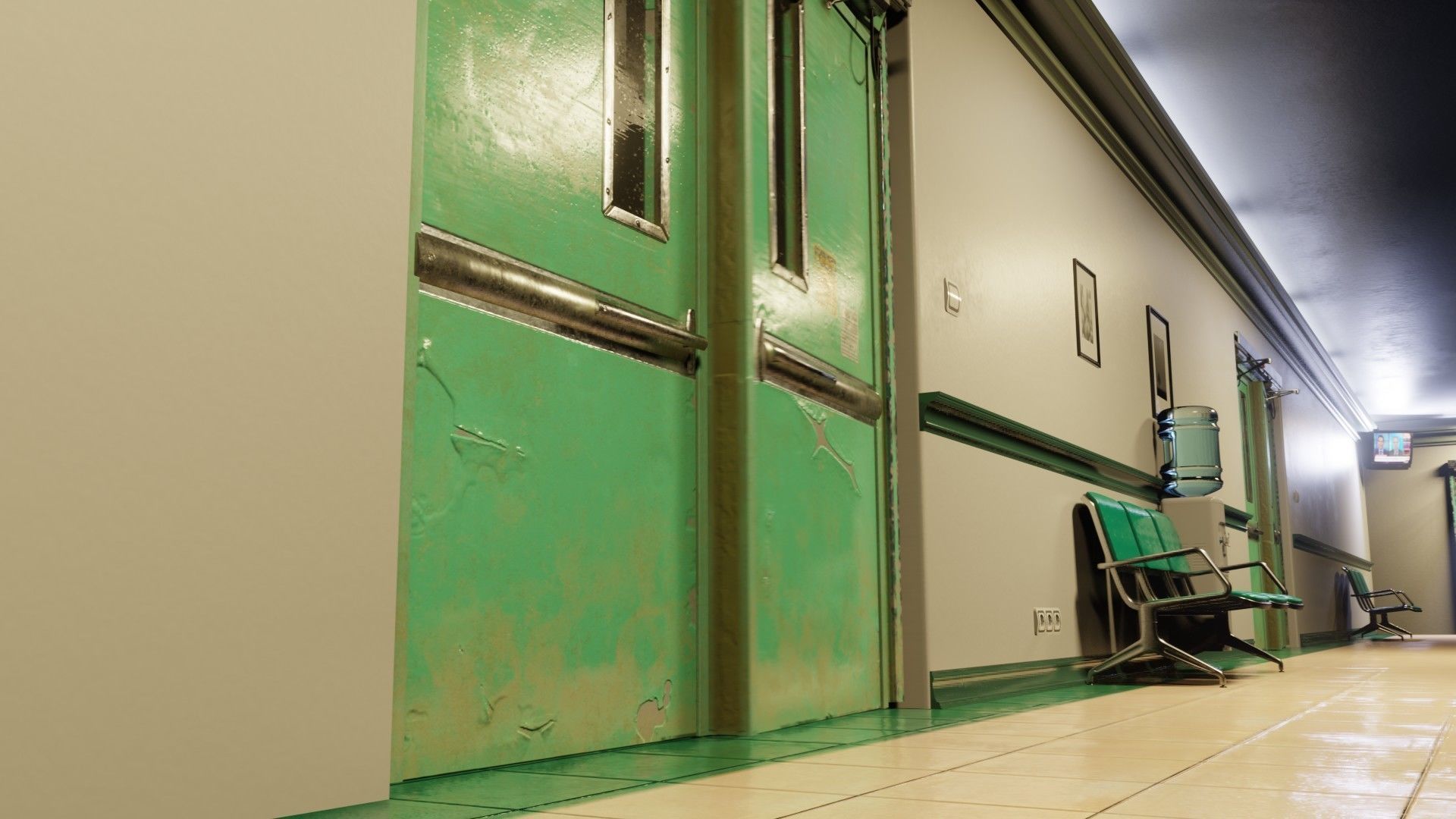 hospital scene with pbr game ready assets 3D model_1