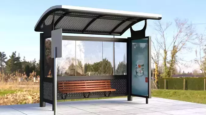 Bus Stop Shelter 3D model