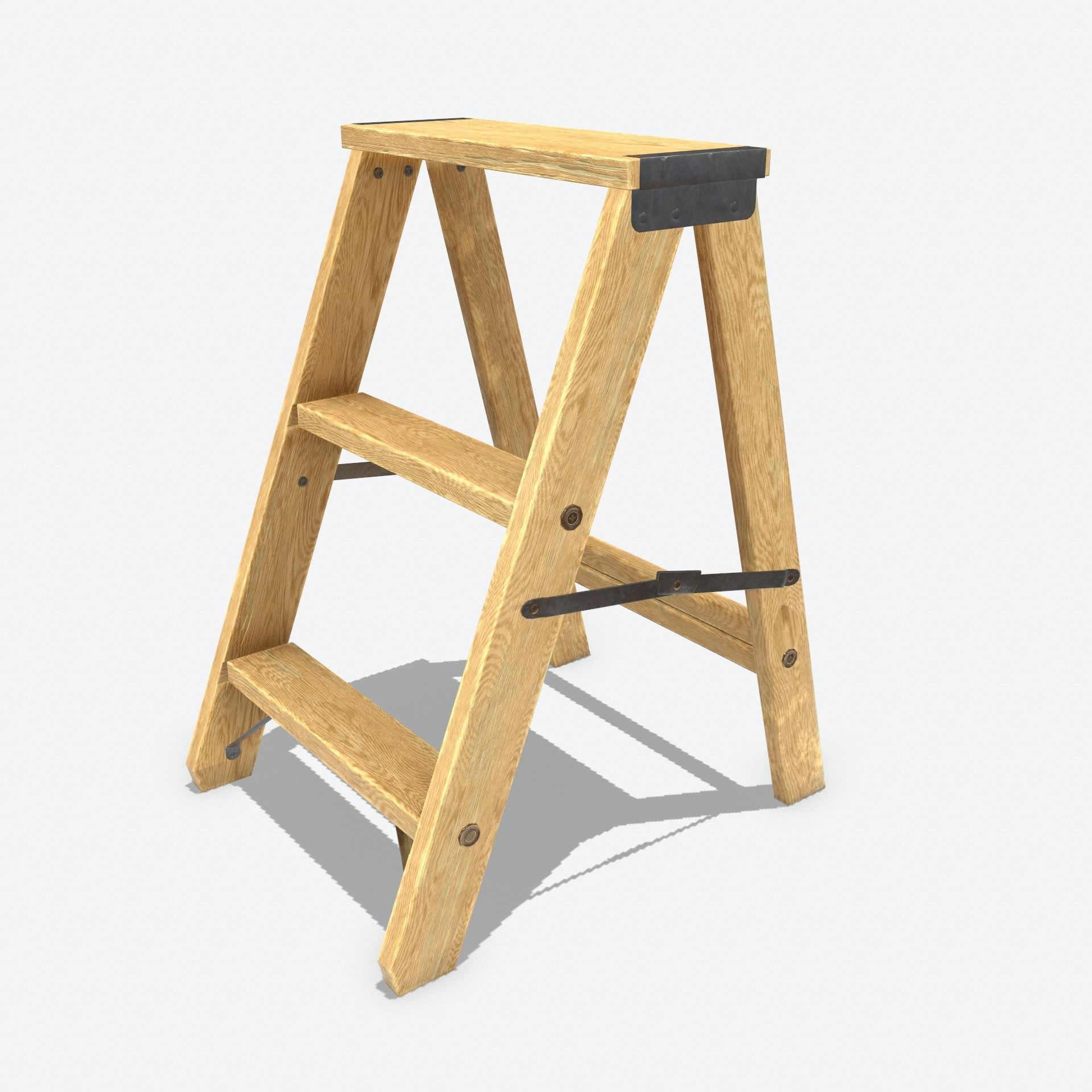 3D model Wooden Ladder Animated RIG PBR VR / AR / low-poly rigged ...