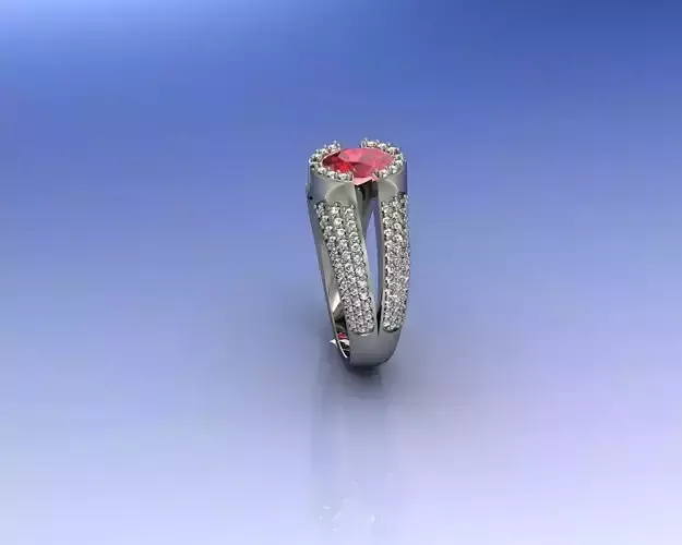 Ring engagement with ruby stone and diamonds 3D print model