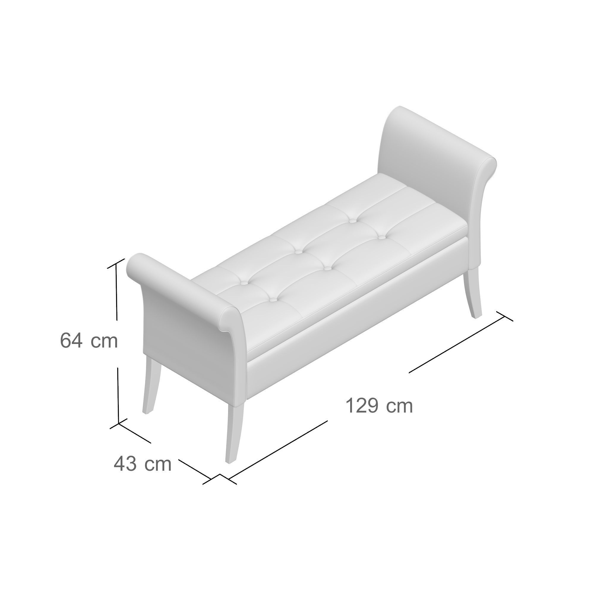 Cava Chair Upholstered Bench  3D model_1