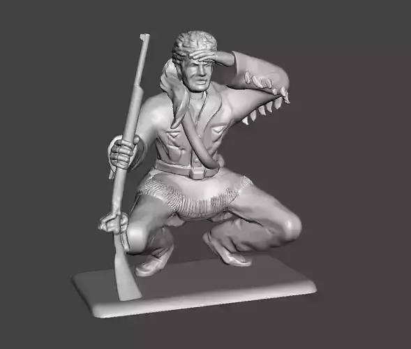 TRAPER figurine of man holding rifle