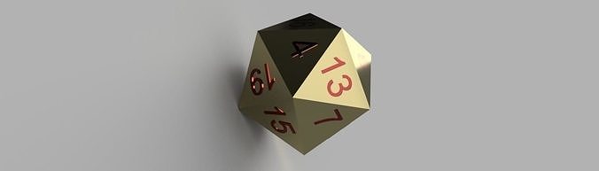 icosahedron gold dice 3D print model