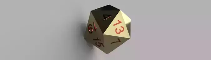 icosahedron gold dice 3D print model