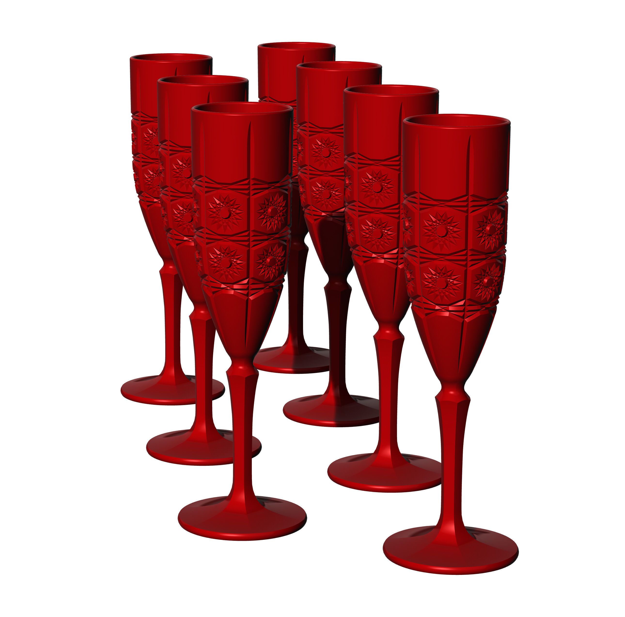 GLASS SET wine decanter and stemwares 3D model_12